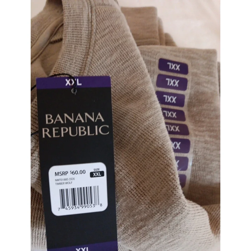 NWT Banana Republic Sweater Timber Wolf Double Knit Crew  Sz. XXL‎